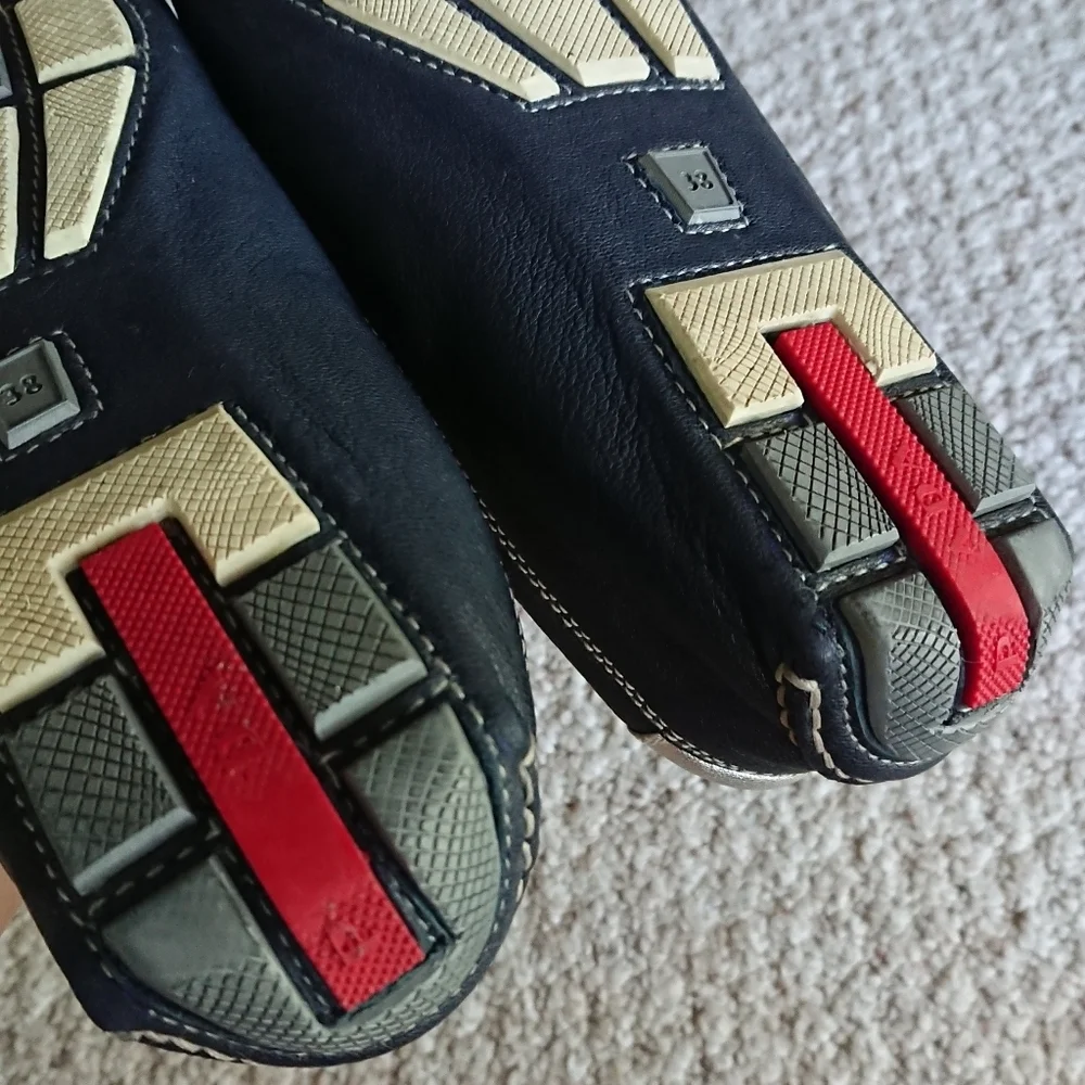 Prada Made in Italy Slip on Navy Loafers size 38 - Picture 12 of 13